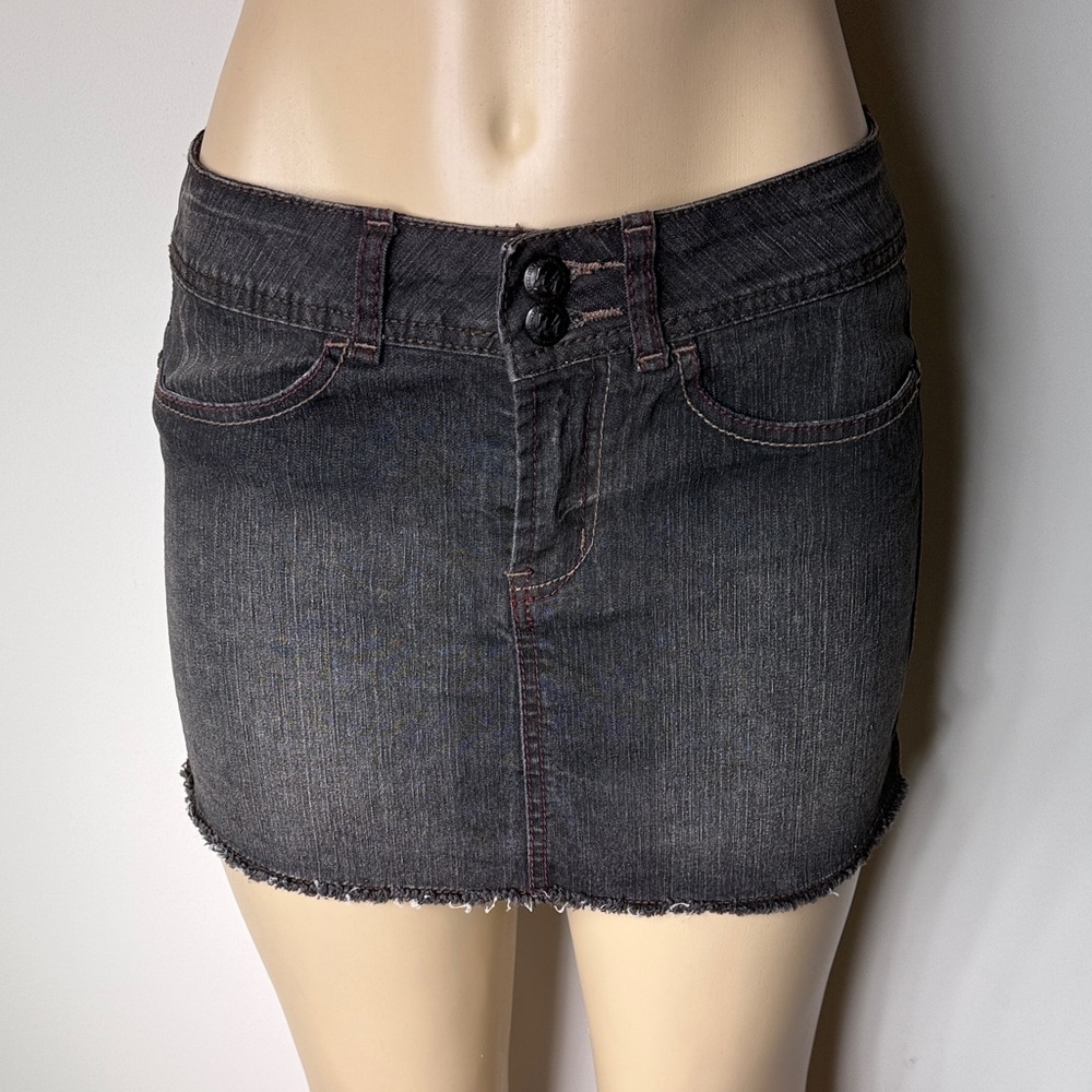 Miley Cyrus & Max Azria Black Washed Denim Mini Skirt
